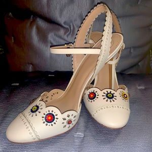 Tory Burch White Leather Heels New!